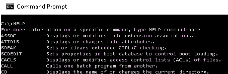 Windows Command Prompt and HELP command.